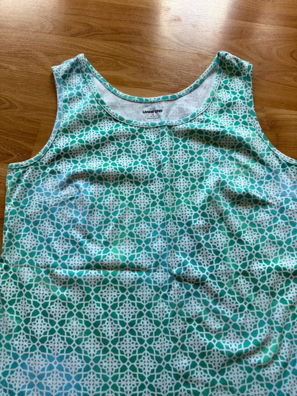 Lands’ End women’s green and white tank top lightweight great design size 1X - Picture 5 of 8